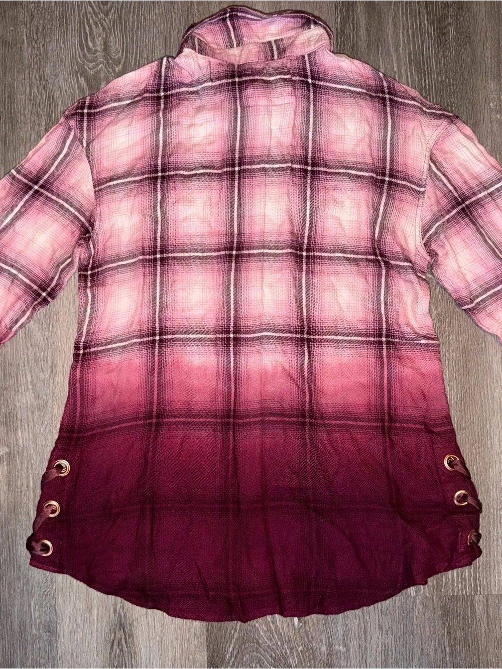 Girls Ombre Pink Plaid Button-Front Shirt